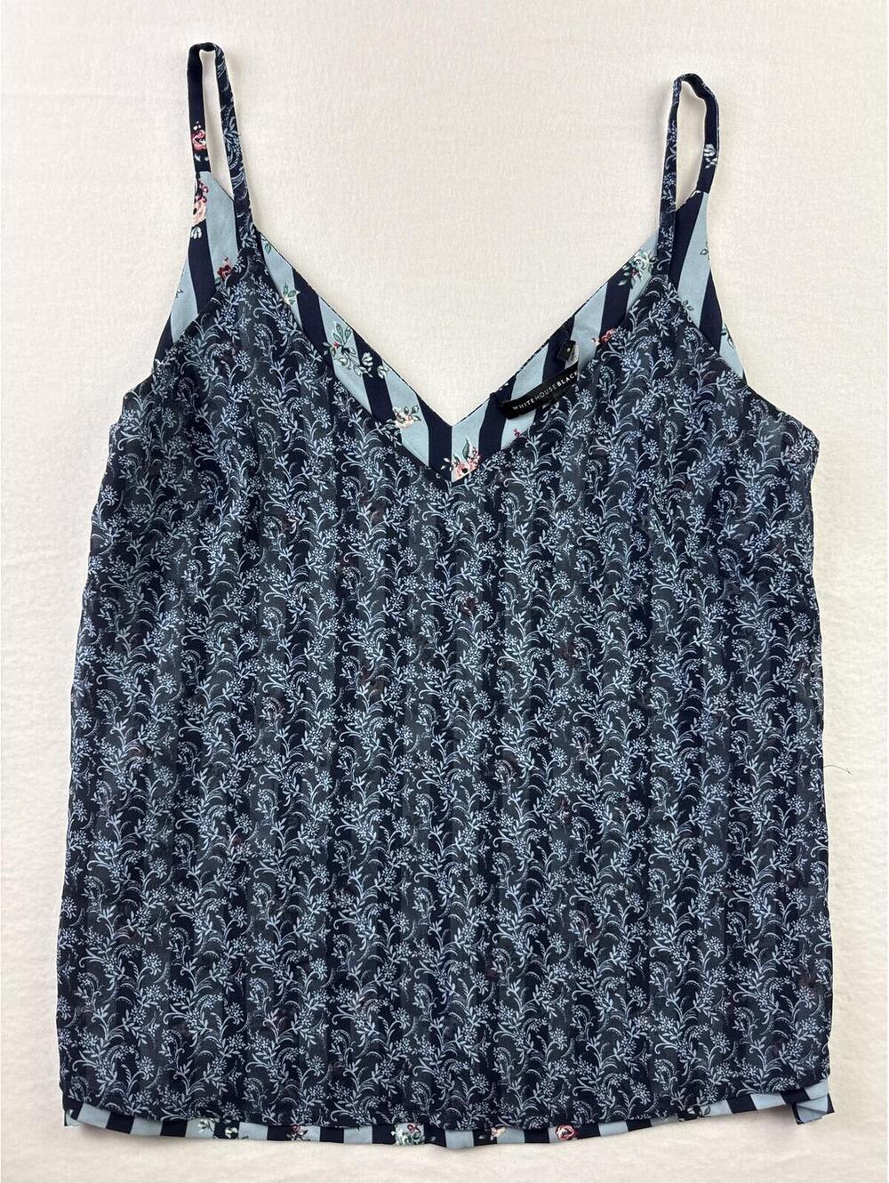 White House Black Market Women's Medium Sleeveless Striped Floral Top